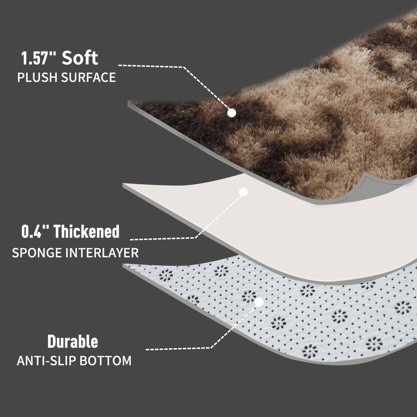 Yuanlne Rugs Living Room 240x300cm, Grey Area Rugs for Bedroom, Washable Anti Slip Extra Large Shaggy Soft Rug Fluffy Modern Floor Carpets Mat Beside