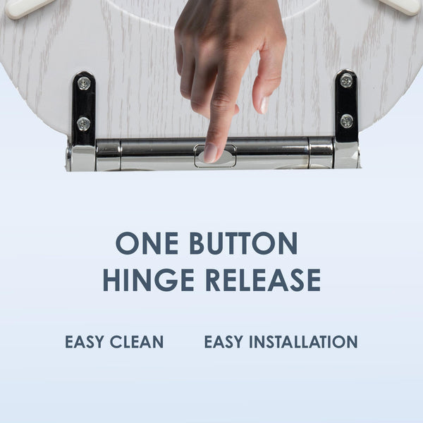 AQUALONA® Luxury Soft Close Toilet Seat - Moulded Wood - Stainless Steel Slow Close Hinges - Click, Lift & Clean Technology (Bamboo Toilet Seat)