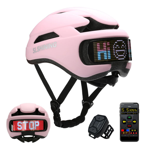 TMEOIIPY Smart App Program Bike Helmet, Back LED Lights Display with USB Rechargeable, Road Bicycle Helmets for Adults: Men, Women, with Turn Signals Remote Control