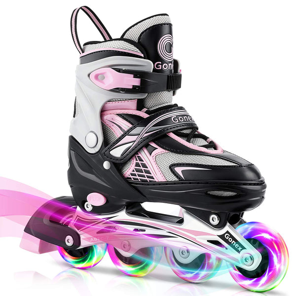 Gonex Children?s Inline Skates, Adjustable Inline Skates for Boys and Girls, EU 31-42, Pink, S