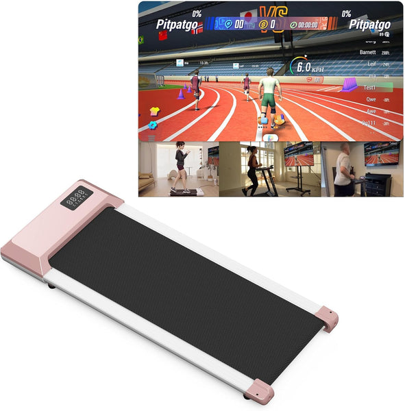 Superun Walking Pad Raceable 2.5HP APP Control Under Desk Treadmill 136KG Capacity Portable Walking Machine for Home with Training Courses and Multi-Runner Races