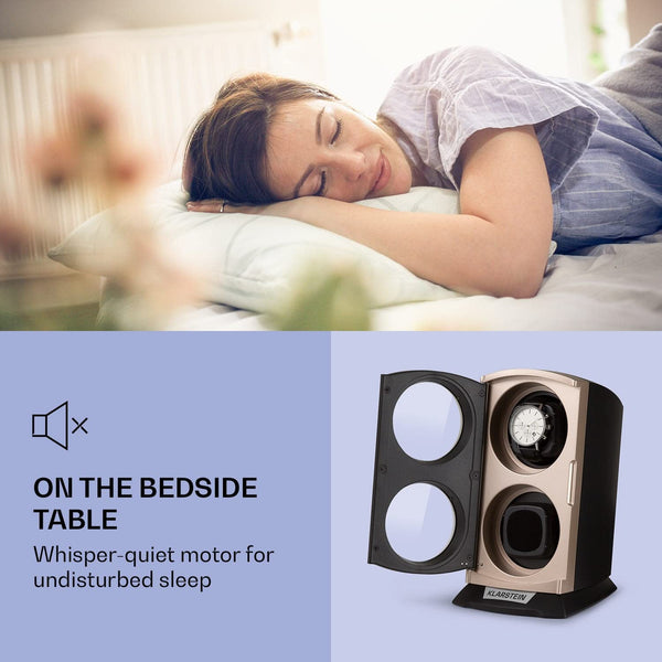 KLARSTEIN St. Gallen Premium - Automatic Watch Winder, Rotator, Holder, Case for 2 Watches, 4 Speeds, Right-Left Running