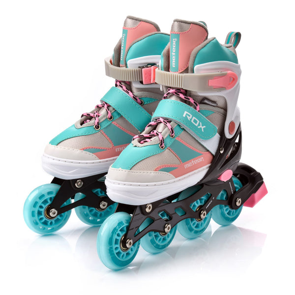 Inline Skates Children's Kids Inliners Roller Skates Roller Blades ABEC 7 Carbon Children's Inline Skates Adjustable Shoe Size (Light Blue/Pink, S