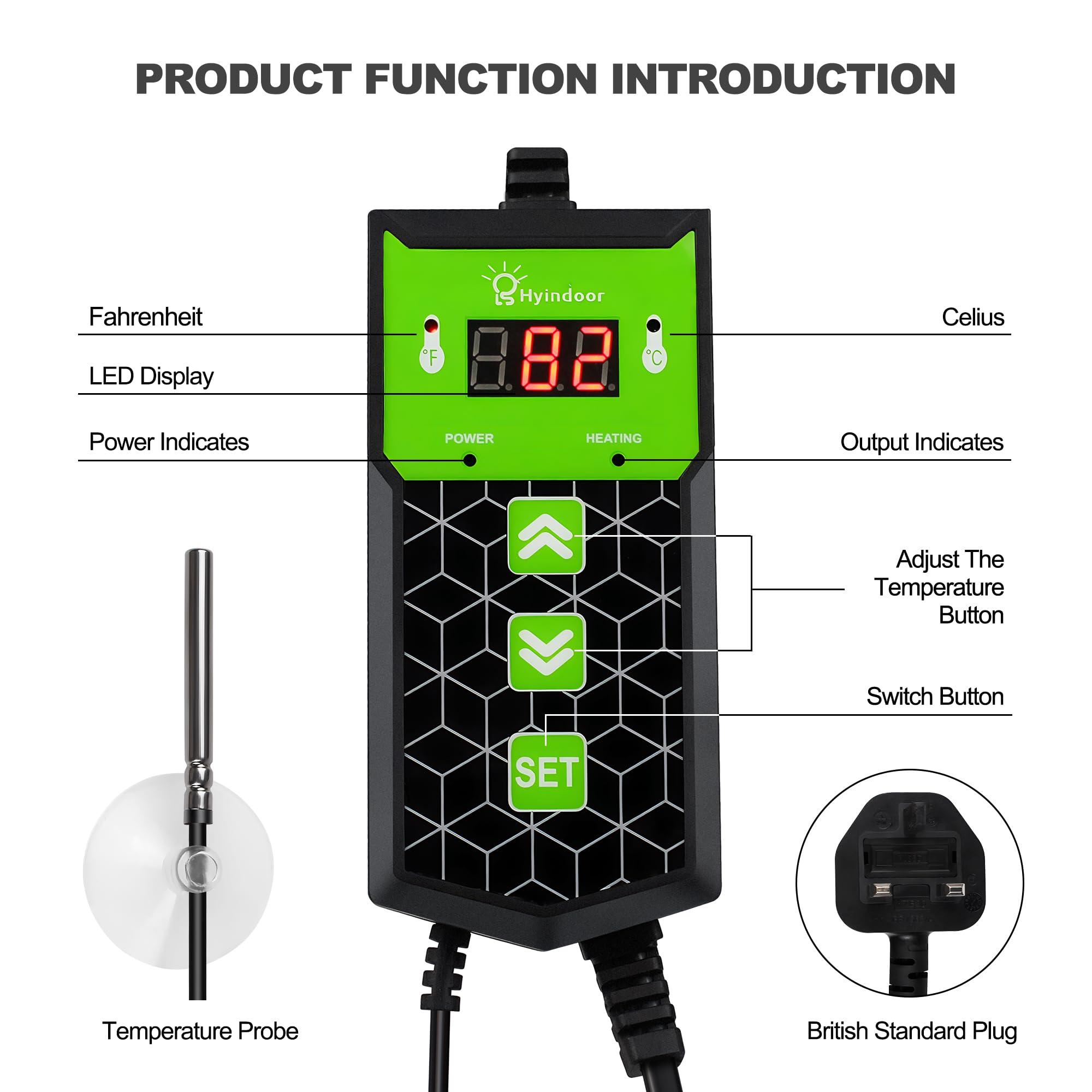 Hyindoor Heat Mat for Plants,Waterproof Seedling Heat Mat with Thermostat 10.63?*21.26? Germination Heated Propagator Warming Mat for Indoor Gardening