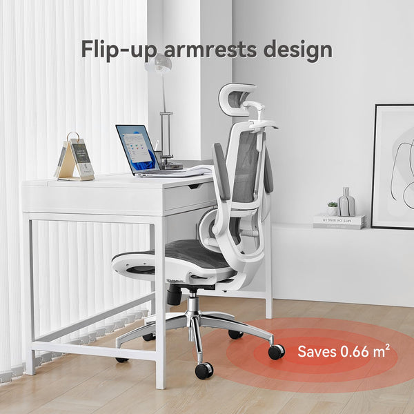 SIHOO M59AS Ergonomic Office Chair, Desk Chair with 3D Coordinated Flip-up Armrests, Computer Chair with Dual Back Design and Adaptive Dynamic Lumbar