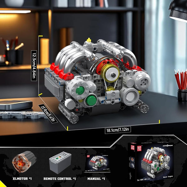 Mould King 10193 Engine Building Blocks Toy Kit, Boxer Engine Clamping Blocks Construction Kit Model, Toy Gift Collectibles for Adults Boys Girls(609 Pieces)