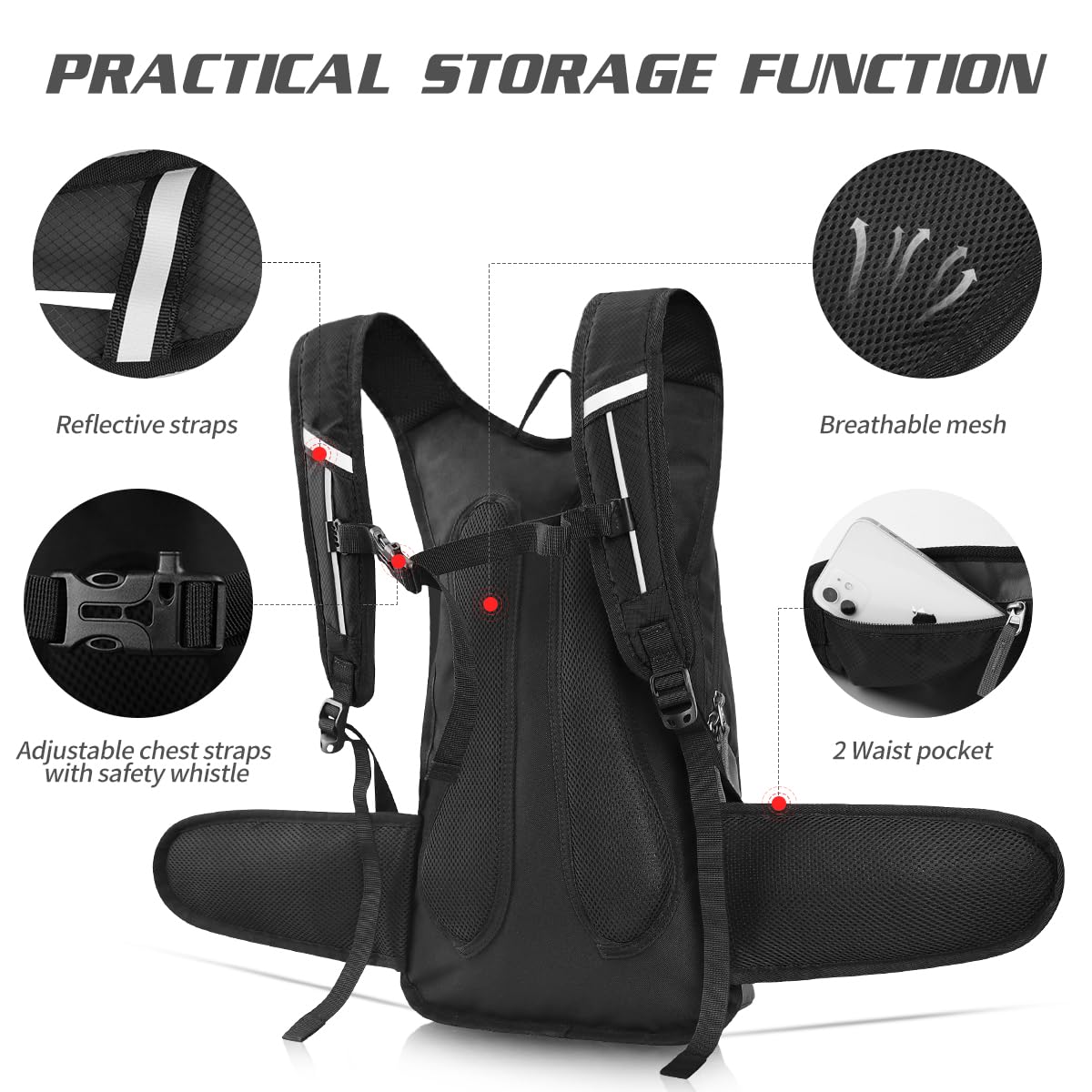 Expansea Hydration Backpack, Lightweight Insulation Hydration Pack with 3L Water Bladder, Waterproof and Breathable Large Capacity Outdoor Sport