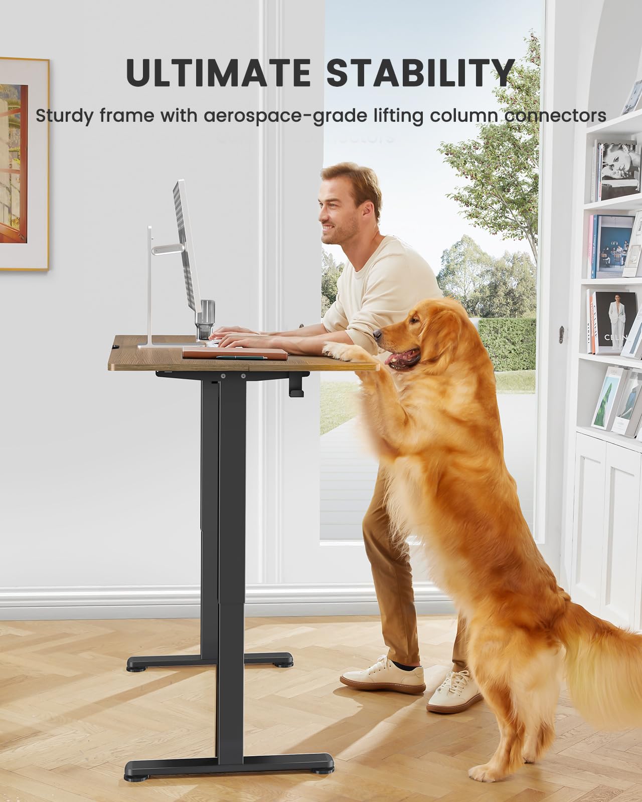 ErGear Electric Standing Desk Height Adjustable 120 x 60cm, Sit Stand Desk with 4 Memory Smart Pannel for Home Office with Splice Board