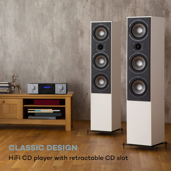 AUNA CD-1000 DG, CD Player HiFi, USB, MP3, Remote Control, CD Player with LED Display, CD Receiver Aluminium, black