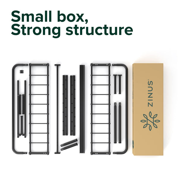 ZINUS Florence 3ft Single Bed Frame 90x190cm, Metal Platform Bed with Headboard and Footboard, Strong Steel Slat Support, Large Storage Space, Easy Assembly, Black