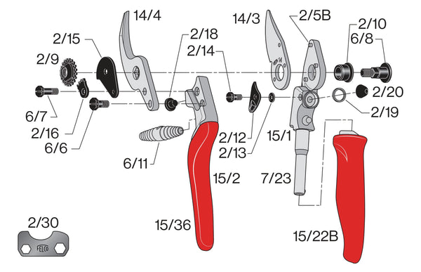 Felco Right handed Secateurs Model 15 Small Hands Forged Alloy Ergonomic Rotating handle Lifetime Guarantee Floristry Gardening Horticulture Vineyard