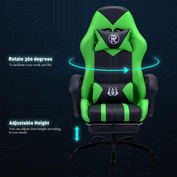 Play haha.Ergonomic reclining seat with footrest adjustable headrest and lumbar cushion high back support padded armrests PU leather finish for gaming home or office use