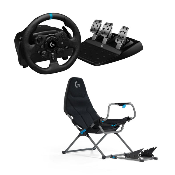 Logitech G G923 Racing Wheel and Pedals, TRUEFORCE up to 1000 Hz Force Feedback, Responsive Driving Design, Dual Clutch Launch Control, Genuine Leather Wheel Cover, for PS5, PS4, PC, Mac - Black