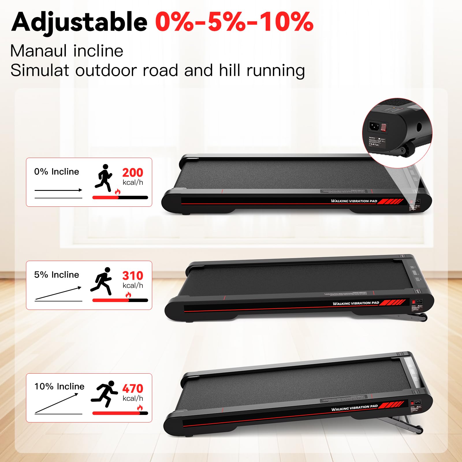 Lysole 4 in 1 Walking Vibration Pad, Under Desk Treadmill, 4 Vibration Modes, Portable Vibration Walking Pad for Homes and Offices