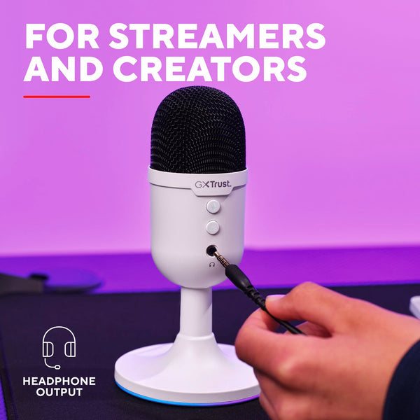 Trust Gaming GXT 236 Yami USB Condenser Streaming Microphone for Podcast, Twitch, Discord, ASMR, Youtube, Playstation 5, Gaming Mic with Cardioid Recording Pattern, Mute Button, RGB Light - Black