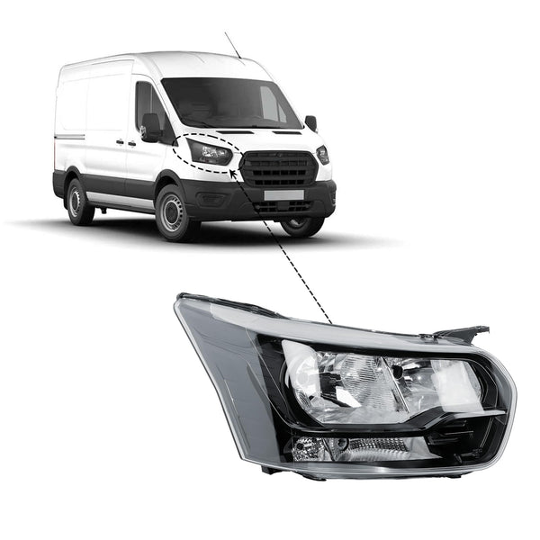 Replacement Passenger Left Side N/S Headlight Head Lamp Chrome Strip Electric Adjustment for Ford Transit MK8 2014-2025
