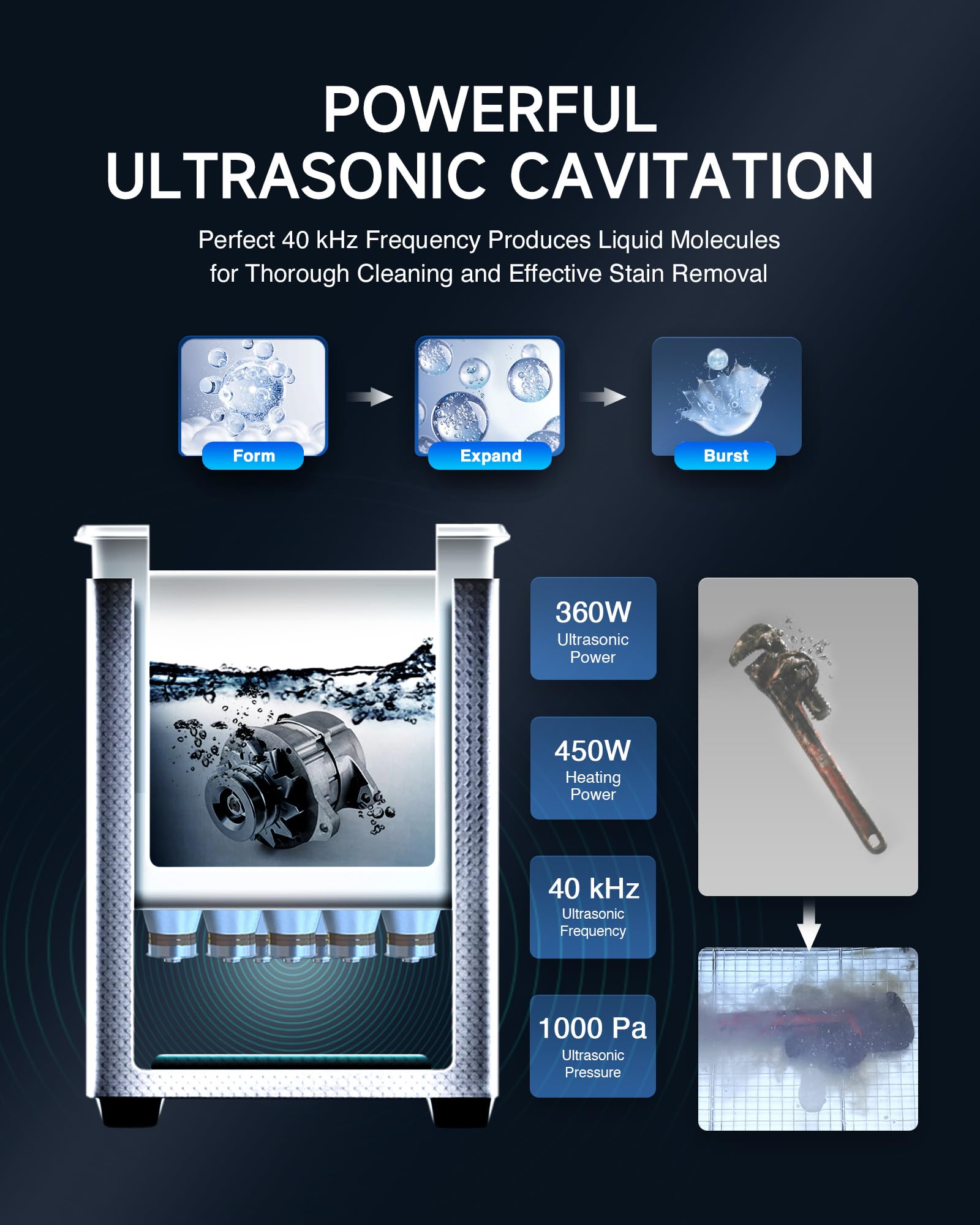 CREWORKS 6L Digital Ultrasonic Cleaner, 1.6 gal. Ultrasonic Cleaning Machine with Degas & Gentle Modes, 180W Professional Ultrasound Cleaner with 300W Heater and Timer for Glasses