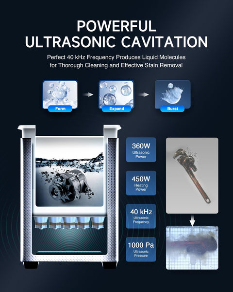 CREWORKS 6L Digital Ultrasonic Cleaner, 1.6 gal. Ultrasonic Cleaning Machine with Degas & Gentle Modes, 180W Professional Ultrasound Cleaner with 300W Heater and Timer for Glasses