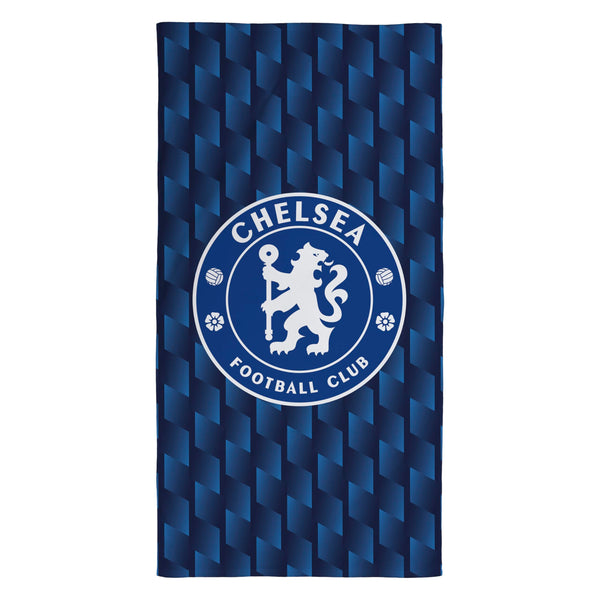 CHARACTER WORLD Official Chelsea FC Towel | Super Soft Feel, Geometric Football Club Design | Perfect The Home, Bath, Beach & Swimming Pool | One Size