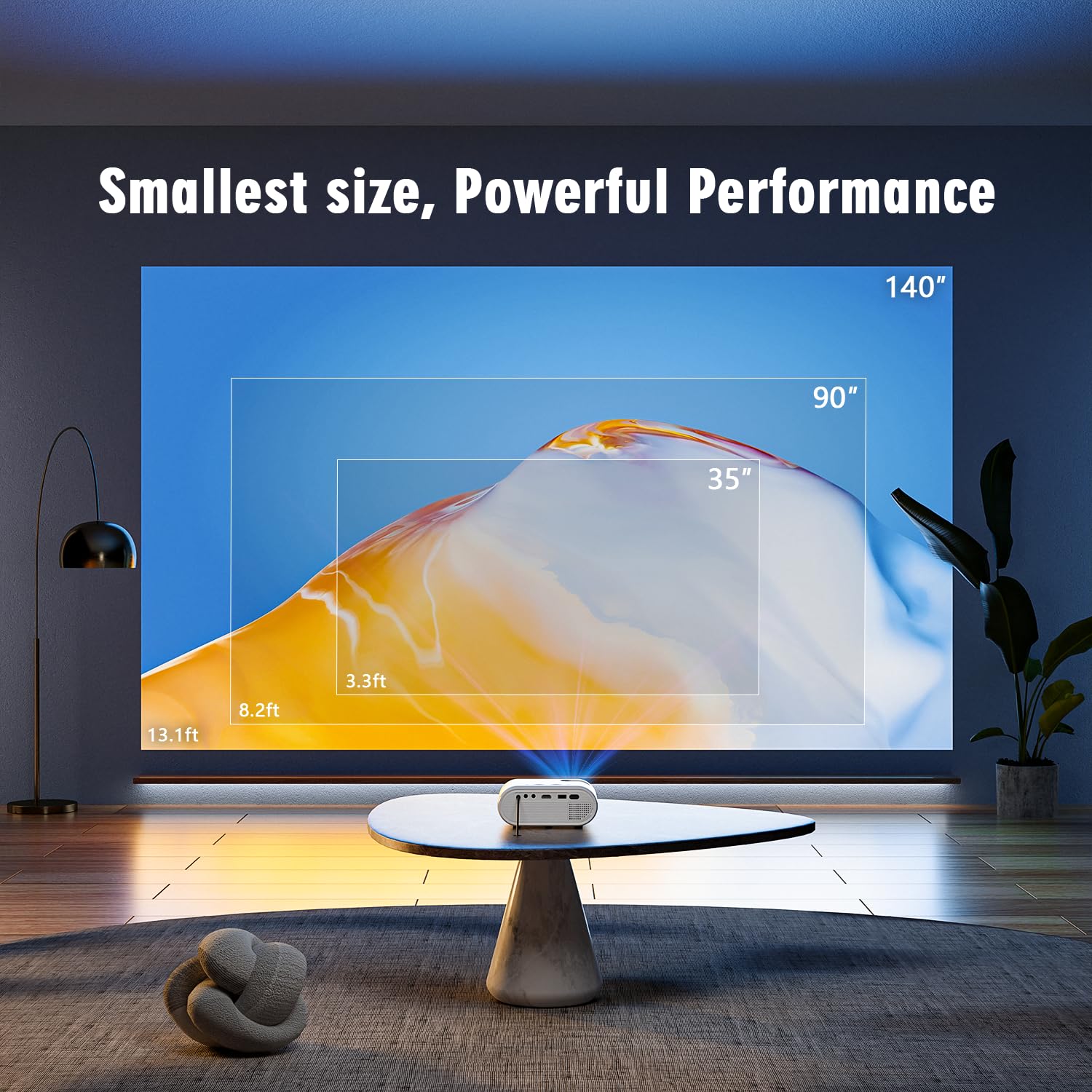 Mini Projector 15000L, Full HD 1080P, VISSPL Full HD 1080P, Portable Outdoor with Tripod, Home Theater Movie Phone Projector Compatible with Android/iOS/Windows/TV Stick/HDMI/USB