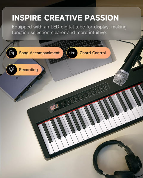 Donner Digital Piano Keyboard Velocity-Sensitive 88 Keys with Removable Piano Stand, Compact Beginner Home Electric Piano with Split Mode, LED Digital Tube for Display, and Triple Pedal DEP-08