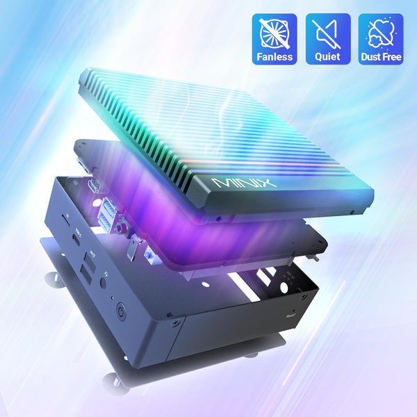 MINIX Fanless Windows 11 Pro Mini PC, Intel 12th Gen N300, NEO Z300-0dB 16GB DDR4, 512GB M.2 PCIe Gen3 x 4 SSD Micro Desktop Computer, 4K Dual Display/2.5G LAN, for Business Home office Multi-Tasking