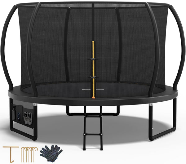 Devoko Outdoor Trampoline 7.5ft/10ft/12ft/14ft GS Certified Garden Trampoline With Safety Net,Non-Slip Ladder& Shoe Organiser,Available For Toddlers And Adults,Up to 150kg