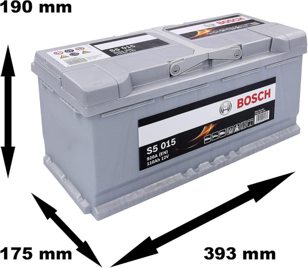 Bosch S5015 - Car Battery - 110A/H - 920A - Lead-Acid Technology - for Vehicles without Start/Stop System