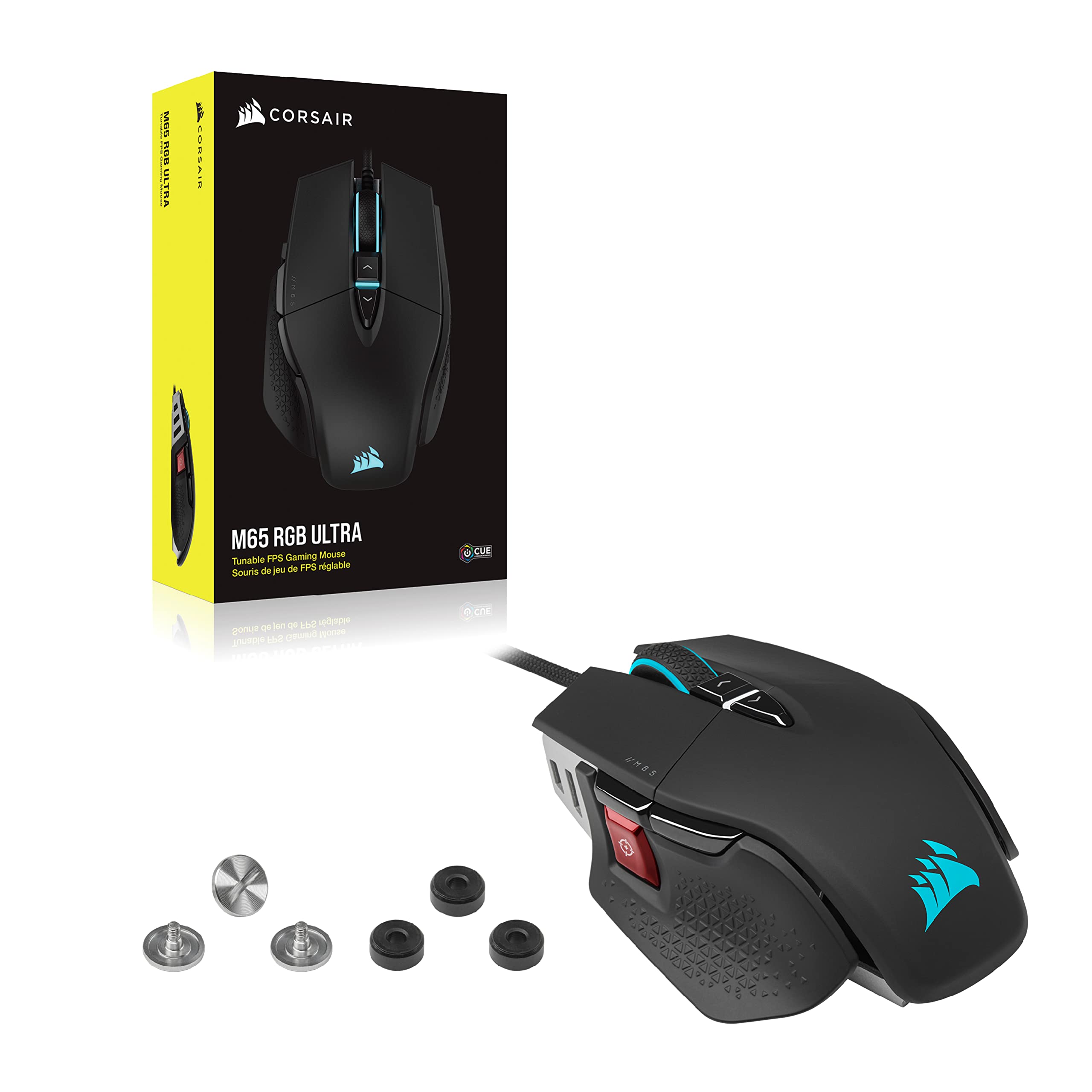CORSAIR M65 RGB ULTRA WIRELESS Tunable FPS Gaming Mouse – 26,000 DPI – Sub-1ms Wireless – Weight System – Up to 120hrs Battery – iCUE Compatible – PC, Mac, PS5, PS4, Xbox – Black