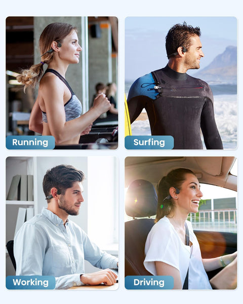 Guudsoud Swimming Headphones,Bone Conduction Headphones Bluetooth 5.3,IP68 Waterproof Open Earphones,Built-in MP3 Player 32G Memory, Wireless Sports Underwater Headphones for Swimming,Running,Cycling