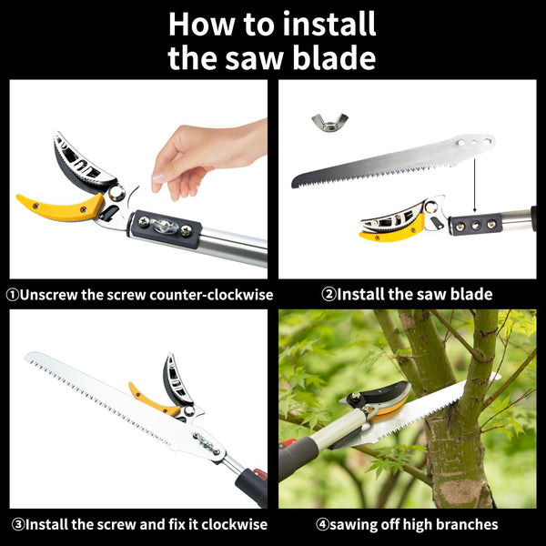FLORA GUARD 1.4-3m Extendable Long Reach Pruner - Long Reach Pole Saw, Telescopic Fruit Picker, Long Reach Telescopic Tree Pruner - Lightweight Tree