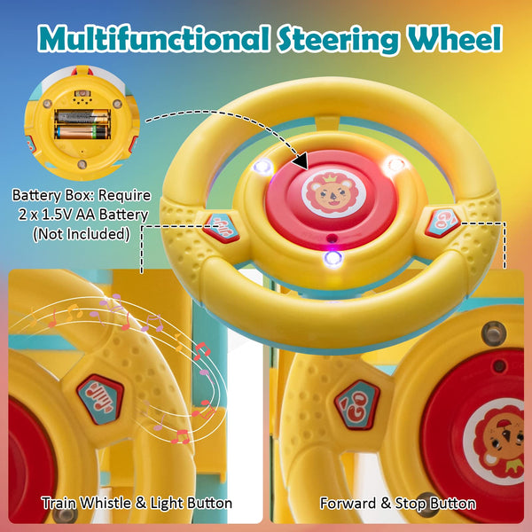 Maxmass Ride On Train and Track, 6V Battery Powered Electric Car with Storage Seat, Music & Lights, Kids Ride On Toy for 18+ Months (Black)