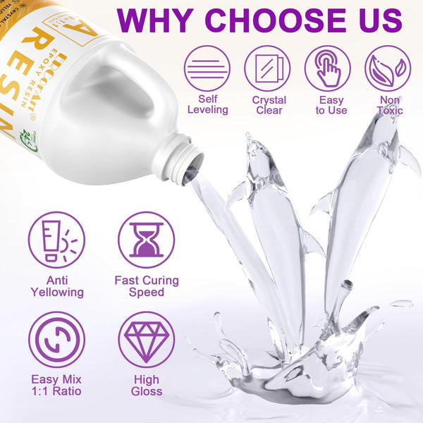 ERCorArt Epoxy Resin Kit - 2 Gallon/7.6 L Crystal Clear Epoxy Resin and Hardener, Resins Kits for Beginners, Craft, Jewelry Making, Coasters, DIY Art,