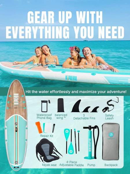 Niphean Inflatable Paddle Boards for Adults with All Accessories, 320cm Stand Up Paddle Board for All Skill Levels, SUP with 200kg Weight Capacity for 2 People, Inflatable Paddleboard with Seat
