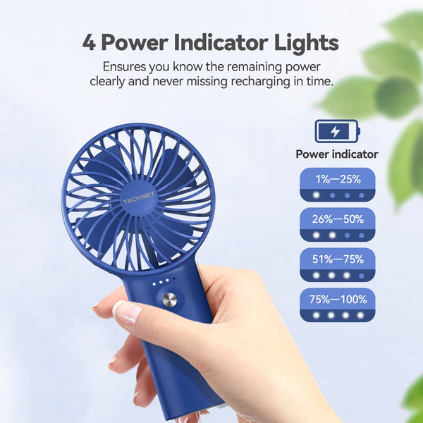 TECKNET Handheld Fan, Portable USB Hand Held Fans Rechargeable Mini with 7000mAh Power Bank, Mini Personal Electric Fan 3 Adjustable Speed Desk Fan for Home/Office/Travel (White)