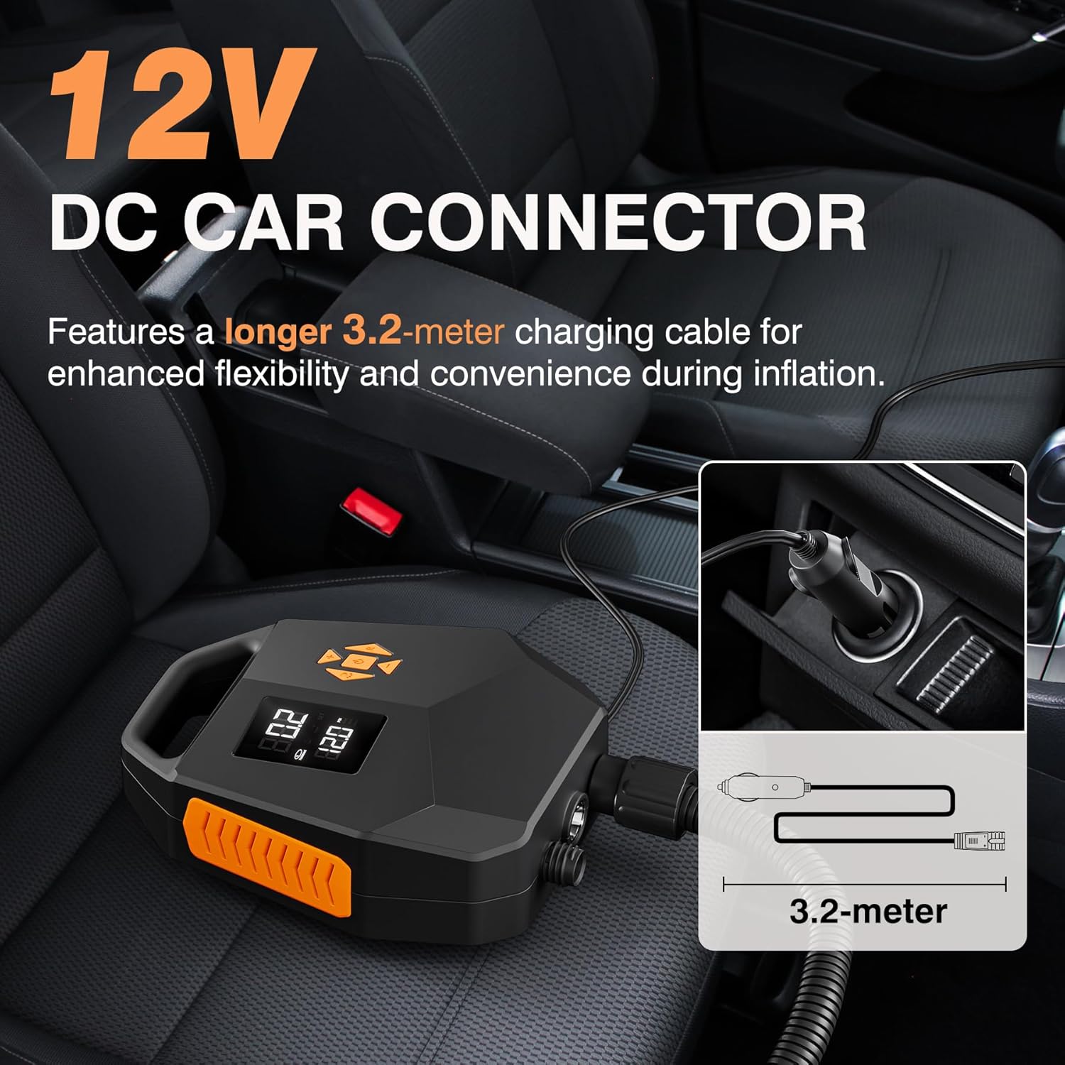 Electric SUP Pump 20PSI - Dual Motor Stand Up Paddle Board Pump with Auto Shut Off, 12V Car Adapter for Inflatable Paddle Boards, Kayaks, Boats - Quiet Fast Inflation Portable Air Pump