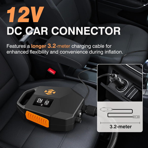 Electric SUP Pump 20PSI - Dual Motor Stand Up Paddle Board Pump with Auto Shut Off, 12V Car Adapter for Inflatable Paddle Boards, Kayaks, Boats - Quiet Fast Inflation Portable Air Pump