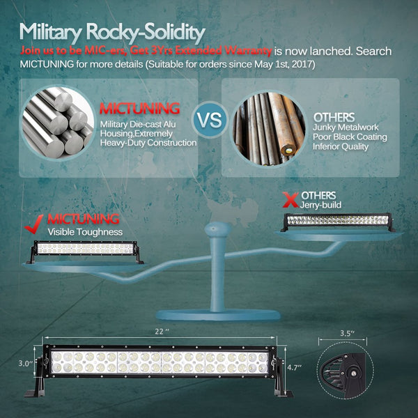 MICTUNING 50 Inch 288W Curved Led Light Bar-Work Lights Flood Spot Combo Beam Waterproof 10-32v for 4WD SUV UTE Offroad Truck ATV UTV