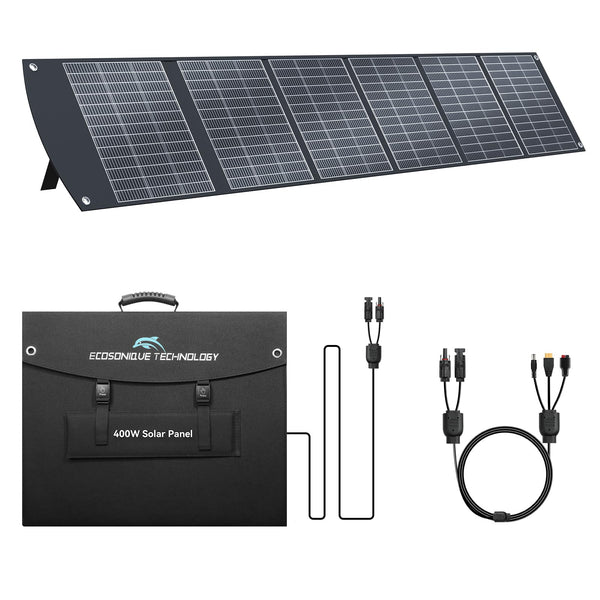 Ecosonique 200W Portable Solar Panel, Foldable & Lightweight with Kickstand, USB-C PD3.0 & USB-A QC3.0, MC4 & Multi-Output for Power Stations, Generators, RVs, Camping, and Outdoor Use