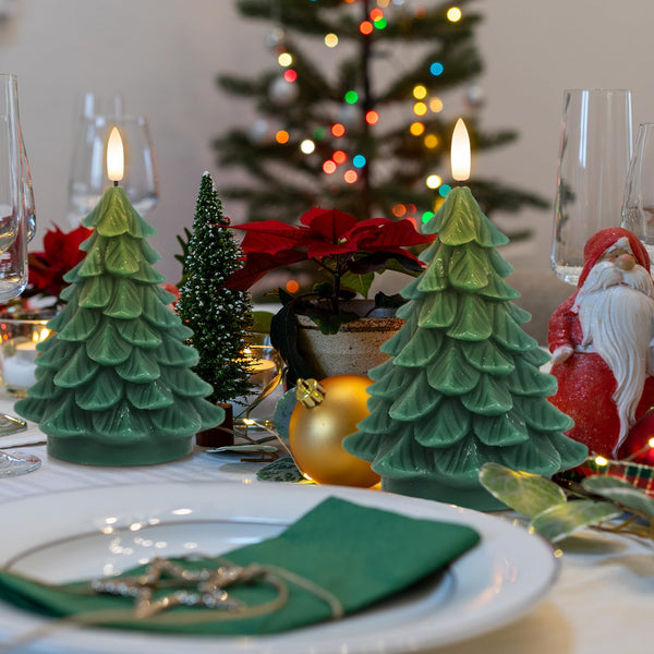 Eldnacele Christmas Flameless Candles With 6H Timer, Real Wax Flickering LED Battery Operated Fake Candles, Tree Shaped for Home Dcor and Decoration