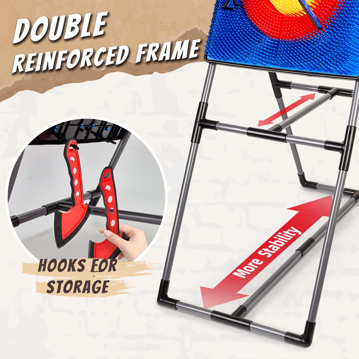 Axe Throwing Game for Backyard, Axe Throwing Target Set Games with 6 Throwing Axes & 6 Dart Bristle Target, Outdoor Indoor Yard Game for Adults Youth Kids Activity Carnival Games for Age 3-12