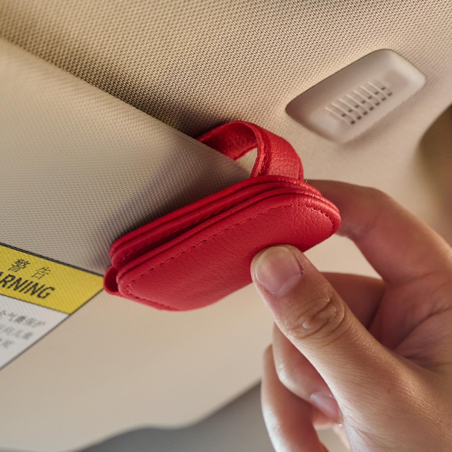 Premium Leather Sunglasses Holder for Car Visor - Luxury Car Accessories Organizer, Stylish Unisex Gift for Men & Women, Durable Eyeglass Case Clip with Compact Design (Black)