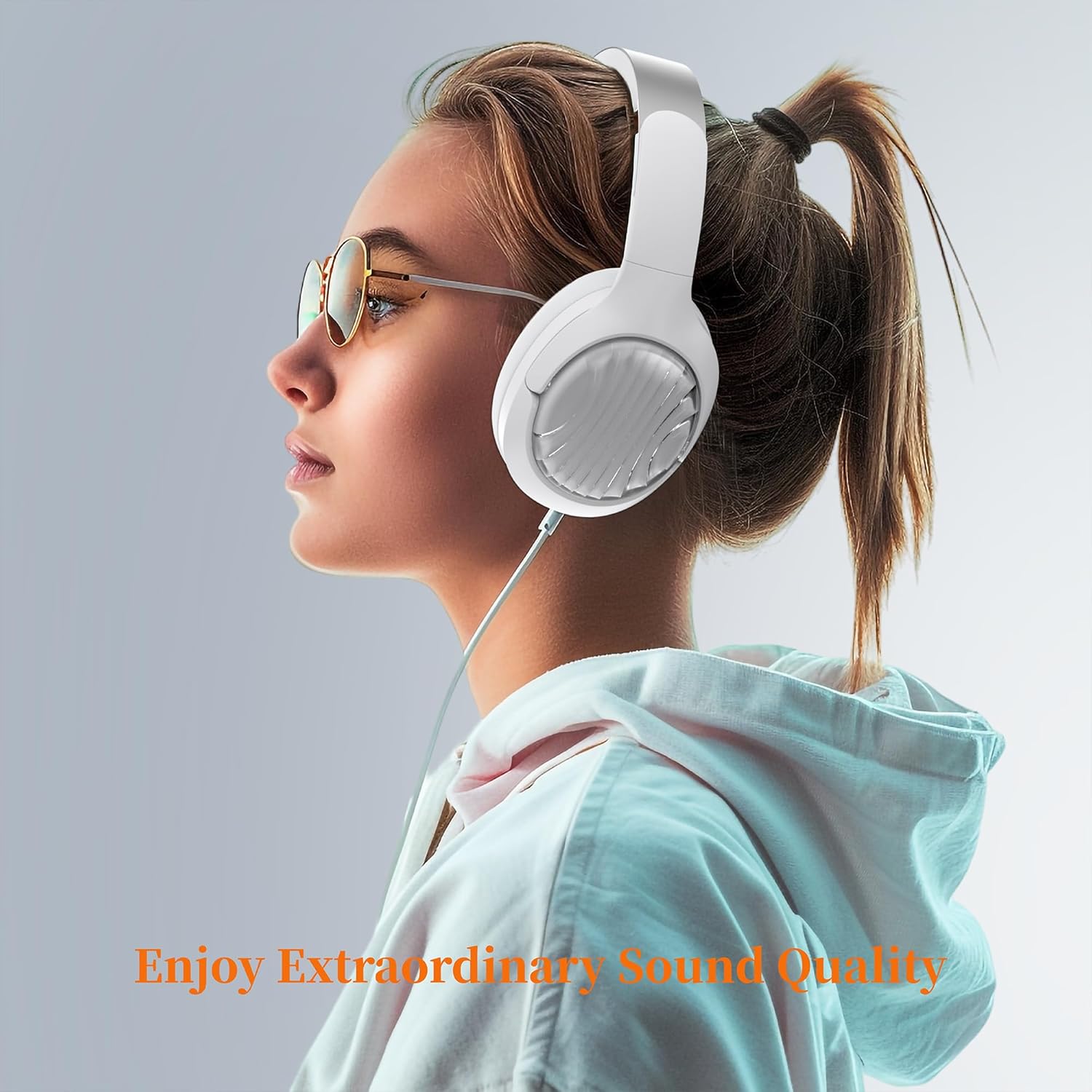 Active Noise Cancelling Wireless Headphones, 100H Playtime with Microphone, Over- Ear Bluetooth Headphones with Deep Bass,Fast Charging for Travel,Office,Home