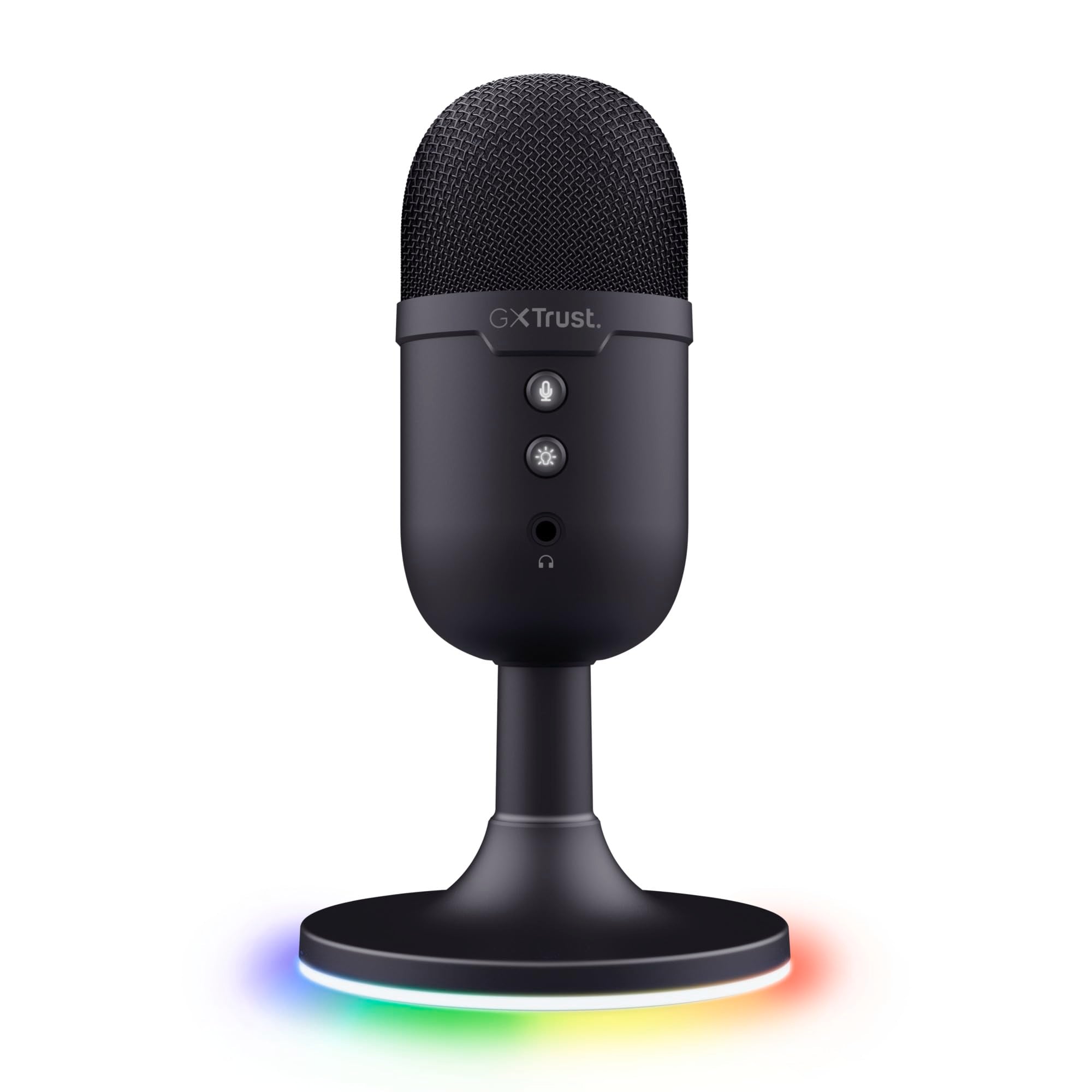 Trust Gaming GXT 236 Yami USB Condenser Streaming Microphone for Podcast, Twitch, Discord, ASMR, Youtube, Playstation 5, Gaming Mic with Cardioid Recording Pattern, Mute Button, RGB Light - Black