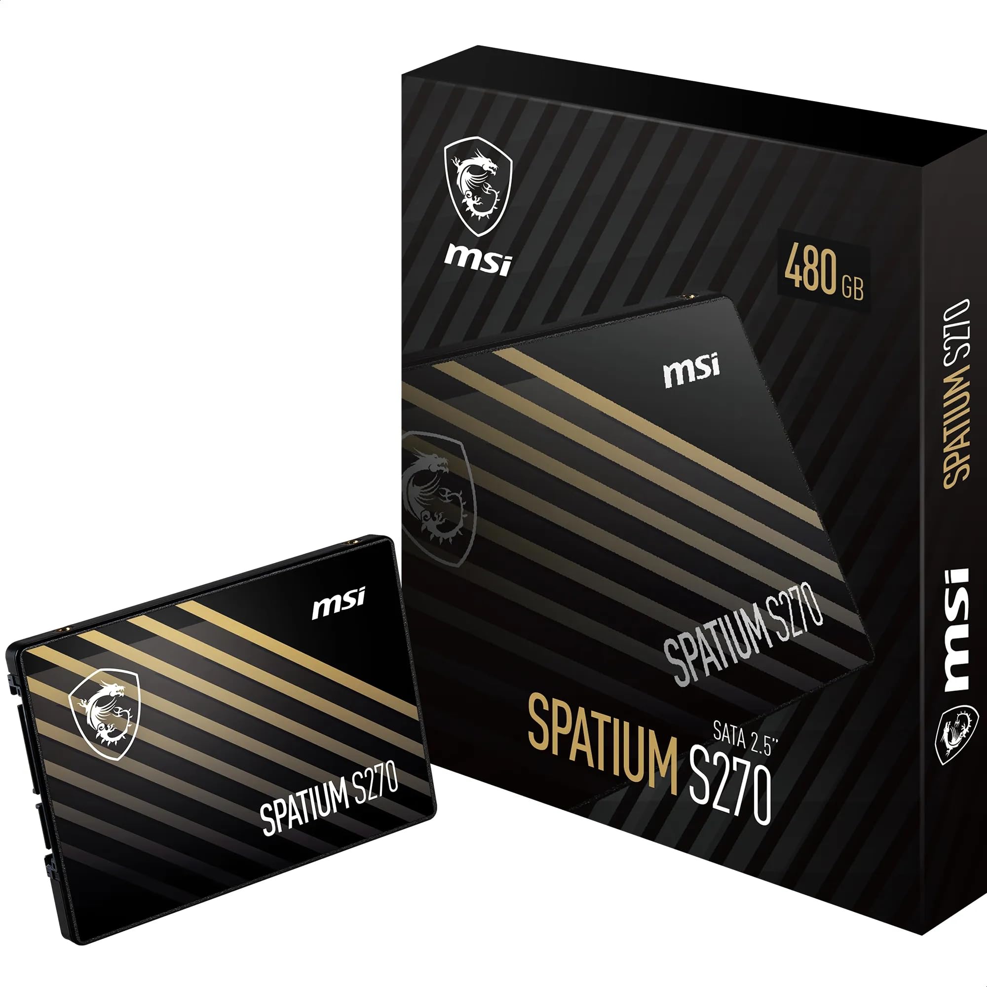 MSI SPATIUM S270 SSD 480GB - SATA 3 2.5" Solid State Drive, 500MB/s Read & 450MB/s Write, 3D NAND, Built-In Data Security, MSI Center - 5 Year Warranty (250 TBW)