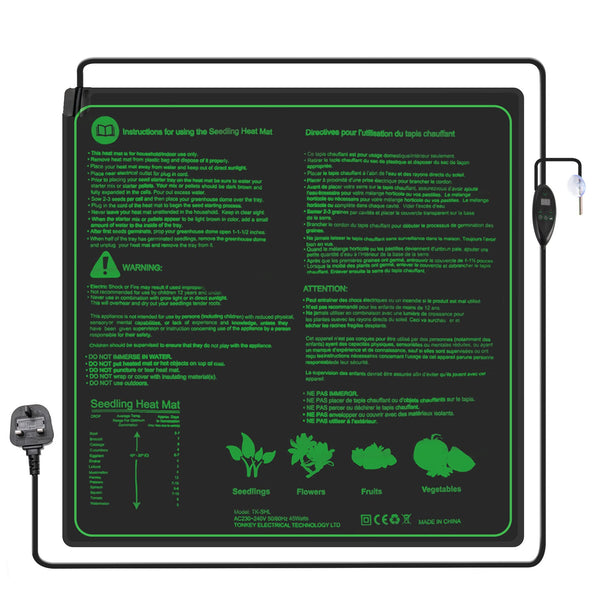 Hyindoor Seedling Heat Mat with Digital Thermostat Combo Set for Seed Germination, Reptiles, Brewing and Incubation Greenhouse, Heating Pad 20.75"x