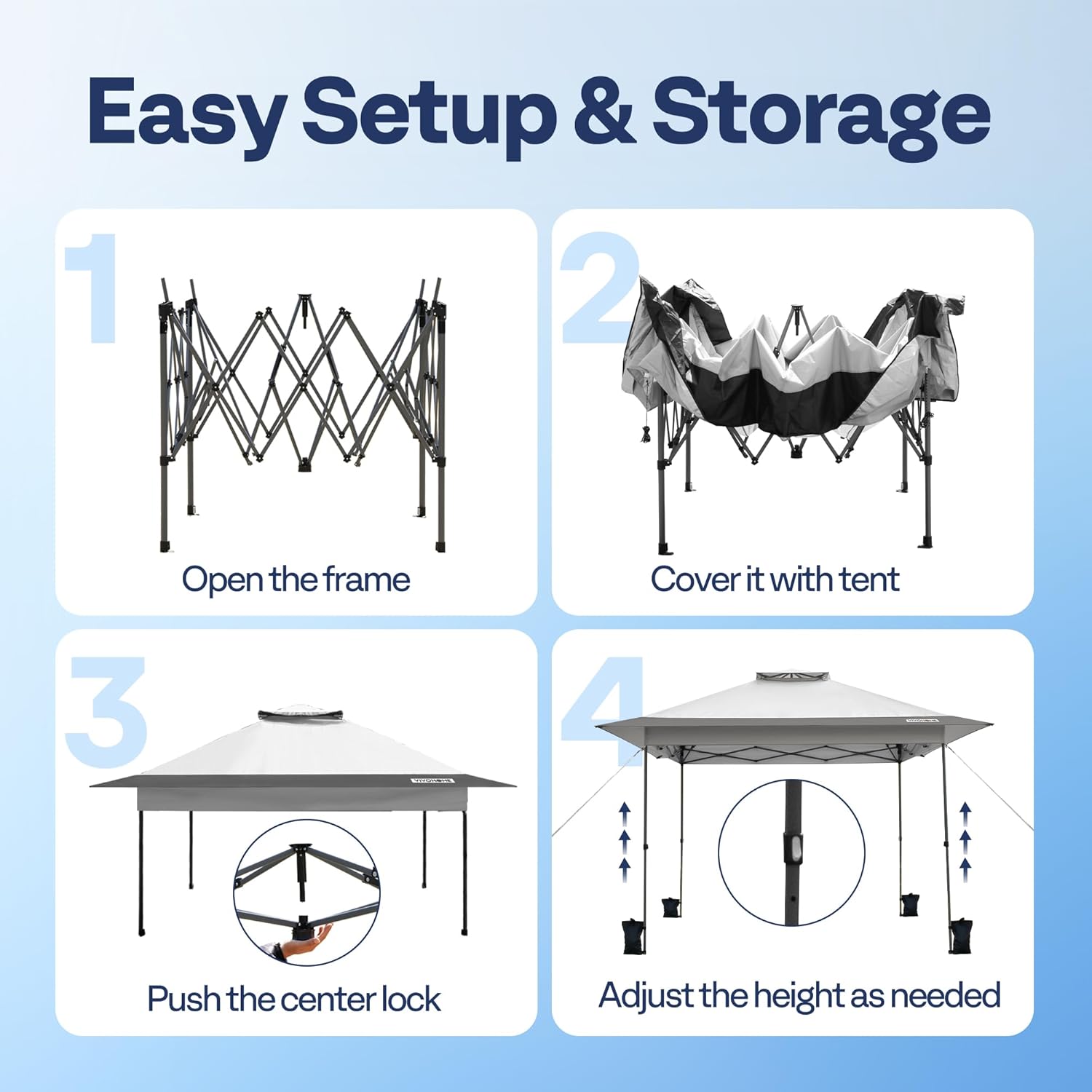 VIVOHOME Canopy Tent 3x3m Outdoor Shelter 2 Tiers Roof with Portable Wheel Carry Bag and 4 Sandbags Pop Up for Patio Garden Backyard