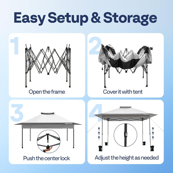 VIVOHOME Canopy Tent 3x3m Outdoor Shelter 2 Tiers Roof with Portable Wheel Carry Bag and 4 Sandbags Pop Up for Patio Garden Backyard