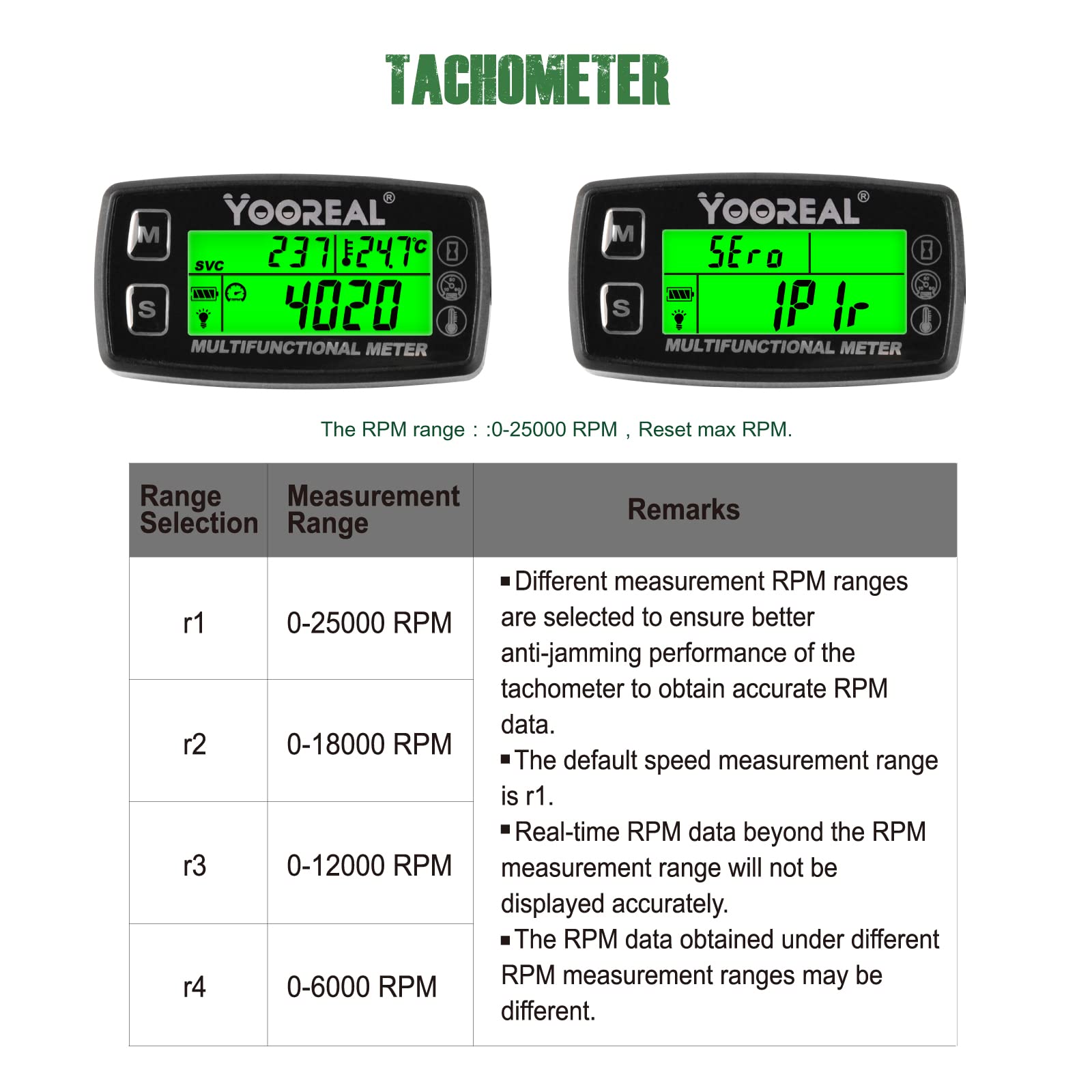 Yooreal Engine Temperature Gauge,TEMP Meter,User Shutdown Tachometer for Scooter Snowmobile Mini Bike Motorcycle Lawn Mower Generator Dump Truck
