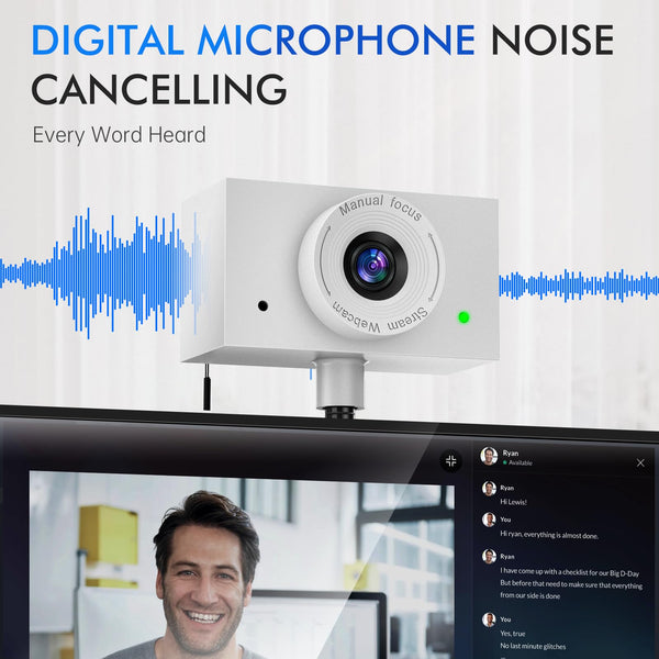 Danyesth Webcam for PC, Laptop Camera USB Webcam with Adjustable Gooseneck, Eye Contact 1080P Computer Camera for Presentation, Desktop Demo, Full-Body View, Video Call, Zoom, Teams, Skype (Black)